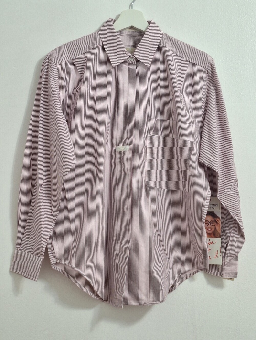 Vintage NWT Men's Casual Thin-Striped Button-Down Shirt - Raspberry